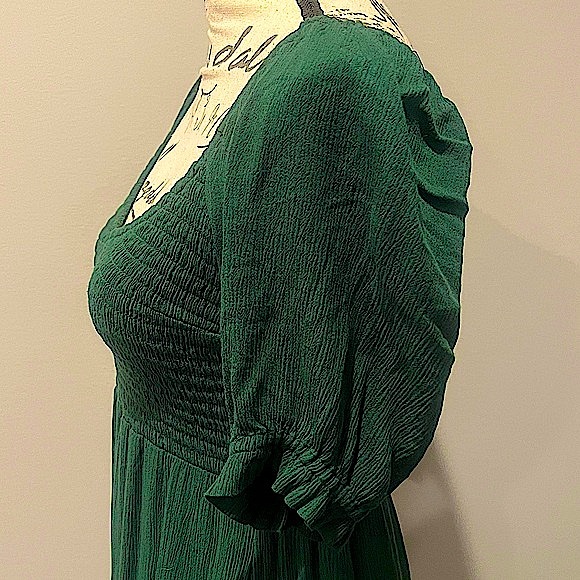 Abercrombie & Fitch Puff Sleeve Smocked Midi Dress - Picture 12 of 16